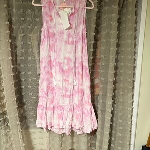 beachlunchlounge Pink and White Tie-Dye Dress